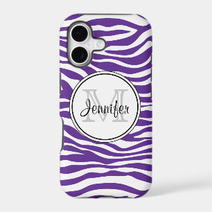 Purple Zebra Print Trendy monogram iPhone 5