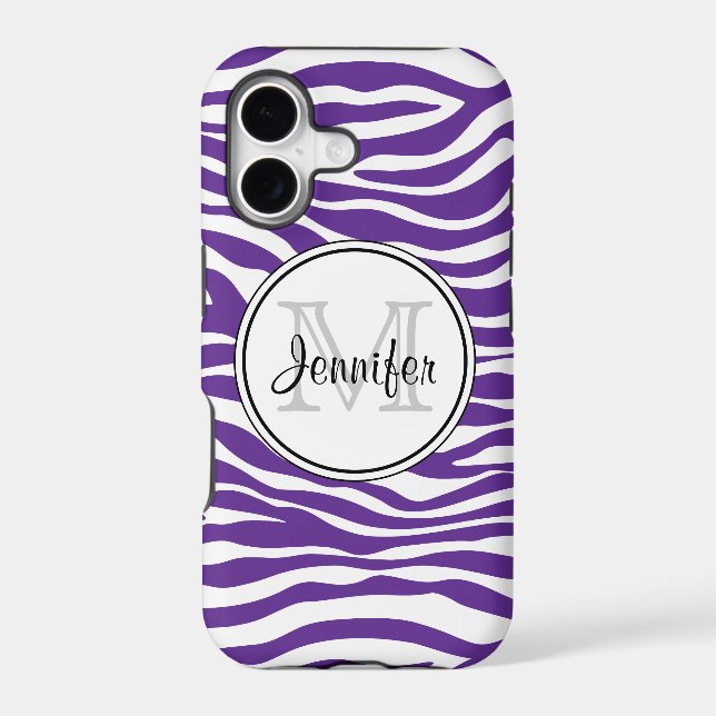 Purple Zebra Print Trendy monogram iPhone 5 (Back)