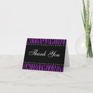 Purple Zebra Printed Diamonds Thank You Card