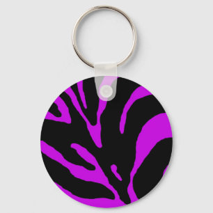 Purple Zebra Stripe Animal Print Keychain