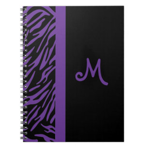 Purple Zebra Stripe Monogram Notebook