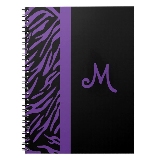 Purple Zebra Stripe Monogram Notebook (Front)