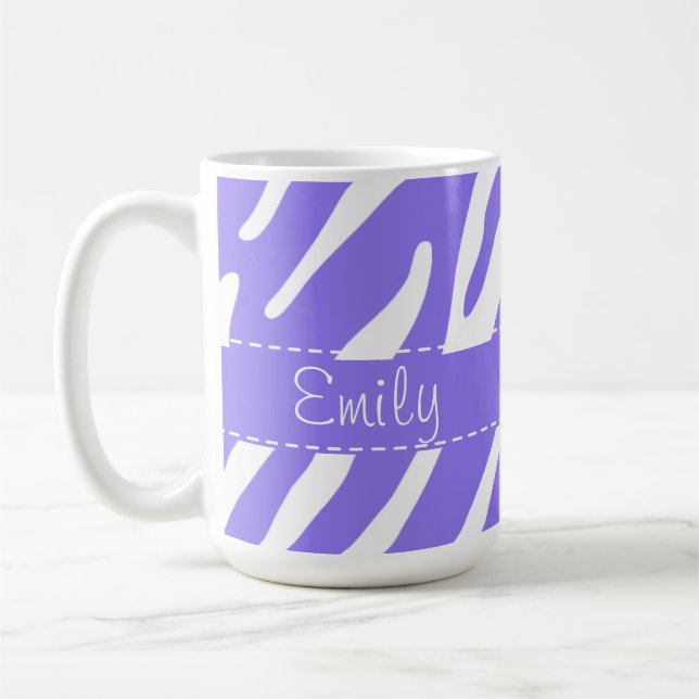 Purple Zebra Stripe Pattern Coffee Mug (Left)