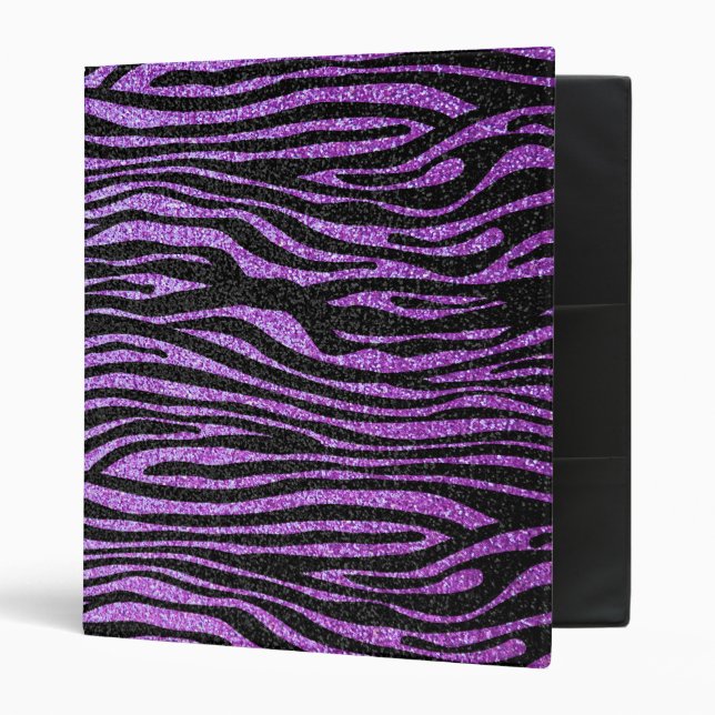 Purple Zebra stripe pattern (faux glitter bling) Binder (Front/Inside)