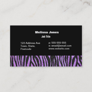Purple Zebra stripe pattern (faux glitter bling) Business Card
