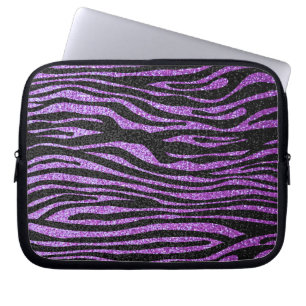 Purple Zebra stripe pattern (faux glitter bling) Laptop Sleeve