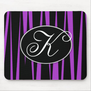 Purple Zebra Stripes Monogrammed Mousepads