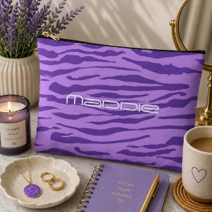 Purple Zebra Stripes Pattern Accessory Pouch
