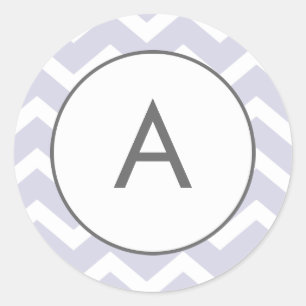 Purple Zig Zag Chevron Pattern Monogram Classic Round Sticker