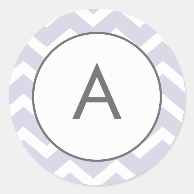 Purple Zig Zag Chevron Pattern Monogram Classic Round Sticker (Front)