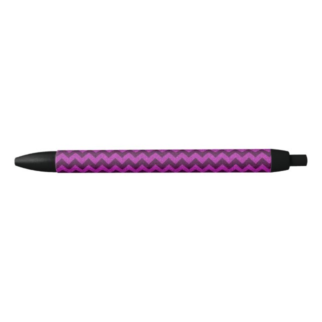 Purple Zig Zag Glitter Black Ink Pen (Front)