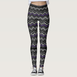 Purple Zig Zag with Black Striping,,,Chiari Leggings