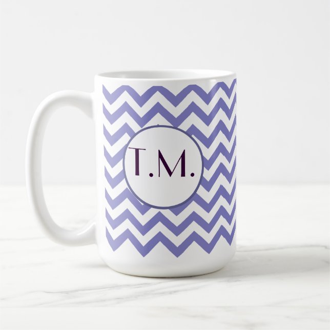 Purple Zigzag Monogrammed Coffee Mug (Left)