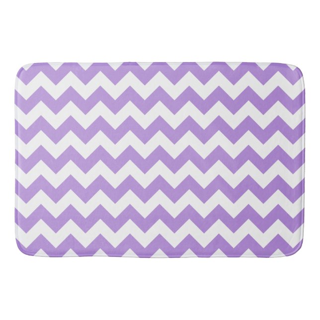 Purple Zigzag, Purple Chevron, Geometric Pattern Bath Mat (Front)