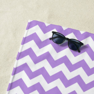 Purple Zigzag, Purple Chevron, Geometric Pattern Beach Towel