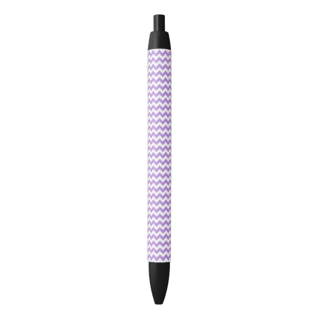 Purple Zigzag, Purple Chevron, Geometric Pattern Black Ink Pen (Front Vertical)