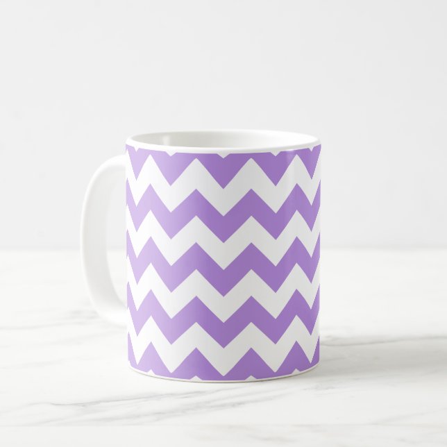 Purple Zigzag, Purple Chevron, Geometric Pattern Coffee Mug (Front Left)