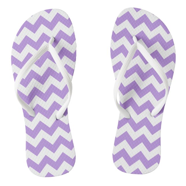 Purple Zigzag, Purple Chevron, Geometric Pattern Flip Flops (Footbed)