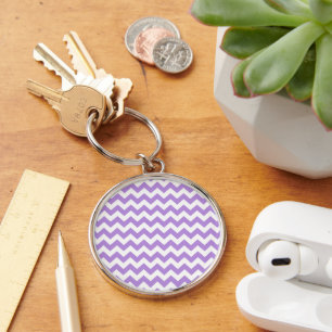 Purple Zigzag, Purple Chevron, Geometric Pattern Keychain