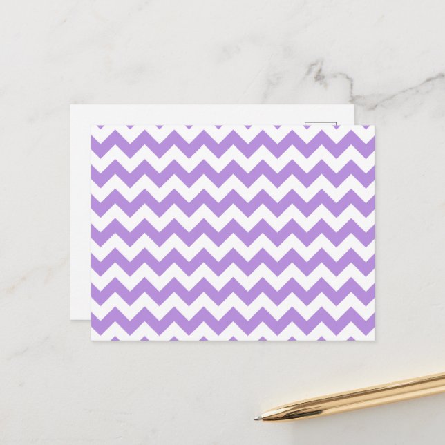 Purple Zigzag, Purple Chevron, Geometric Pattern Postcard (Front/Back In Situ)