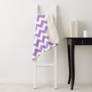 Purple Zigzag, Purple Chevron, Geometric Pattern Sherpa Blanket