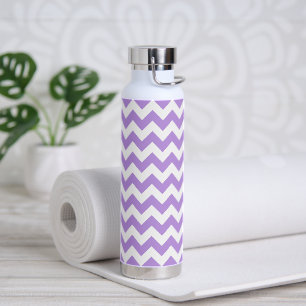 Purple Zigzag, Purple Chevron, Geometric Pattern Water Bottle