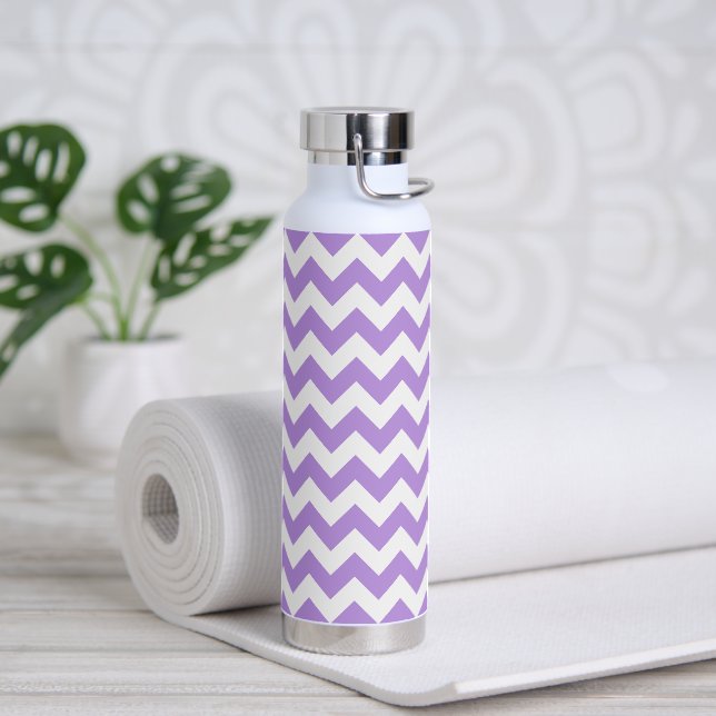 Purple Zigzag, Purple Chevron, Geometric Pattern Water Bottle (Yoga)
