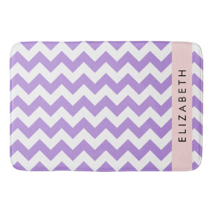 Purple Zigzag, Purple Chevron, Your Name Bath Mat