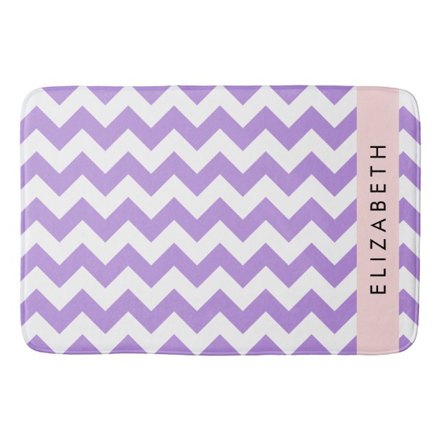 Purple Zigzag, Purple Chevron, Your Name Bath Mat (Front)