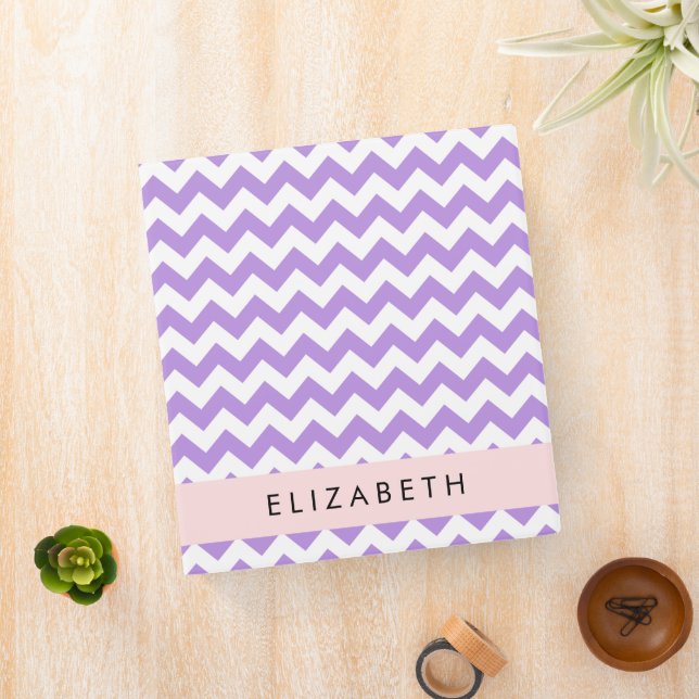 Purple Zigzag, Purple Chevron, Your Name Binder (In Situ)