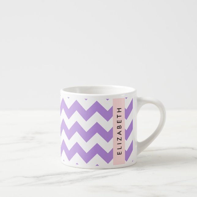 Purple Zigzag, Purple Chevron, Your Name Espresso Cup (Right)
