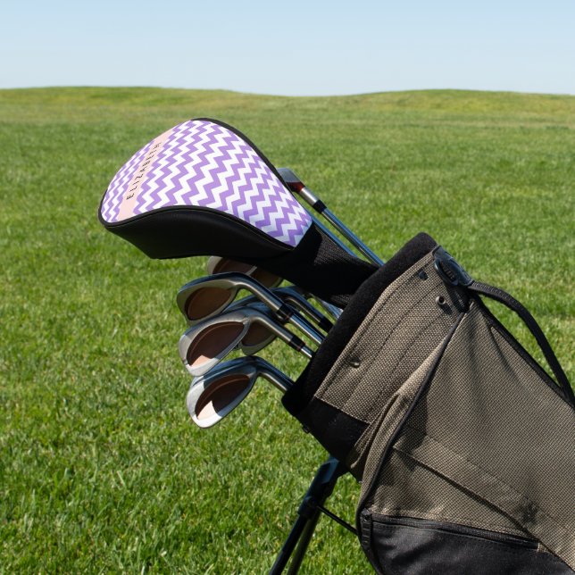 Purple Zigzag, Purple Chevron, Your Name Golf Head Cover (In Situ)