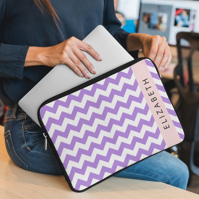 Purple Zigzag, Purple Chevron, Your Name Laptop Sleeve (Creator Uploaded)