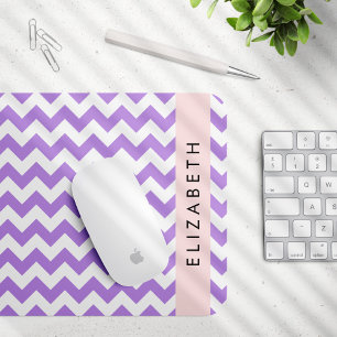 Purple Zigzag, Purple Chevron, Your Name Mouse Pad