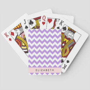 Purple Zigzag, Purple Chevron, Your Name Playing Cards