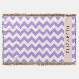 Purple Zigzag, Purple Chevron, Your Name Throw Blanket
