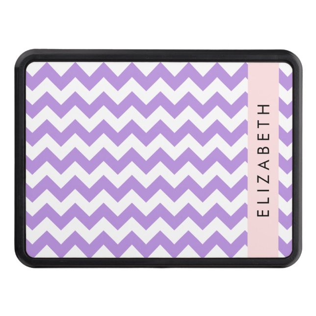 Purple Zigzag, Purple Chevron, Your Name Trailer Hitch Cover (Front)