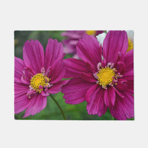 Purple zinnia flowers doormat