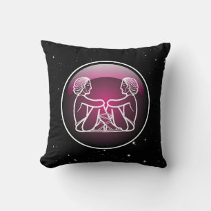 Purple Zodiac Gemini Throw Pillow
