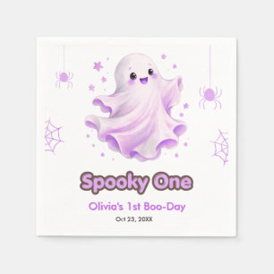 PurpleCute Ghost Spooky One Halloween 1st Birthday Napkin