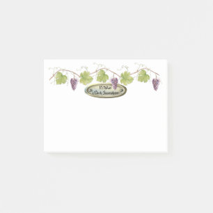 PurpleGrape Clusters Grape Leaves - Wine o'Clock Post-it Notes