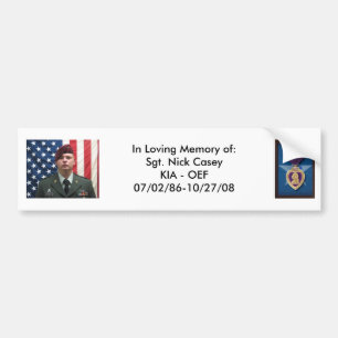 PurpleHeart, Nicks pix 087, In Loving Memory of... Bumper Sticker
