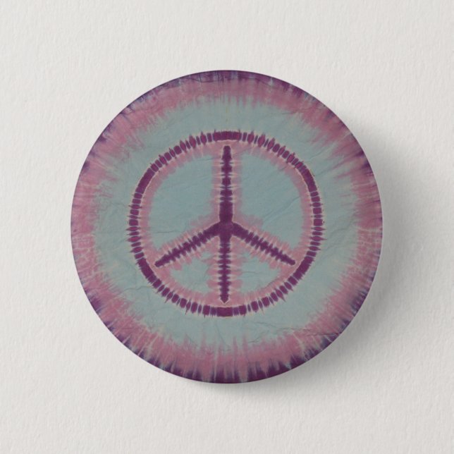 Purples & Blue Tie Dye Peace Sign Button Flair (Front)