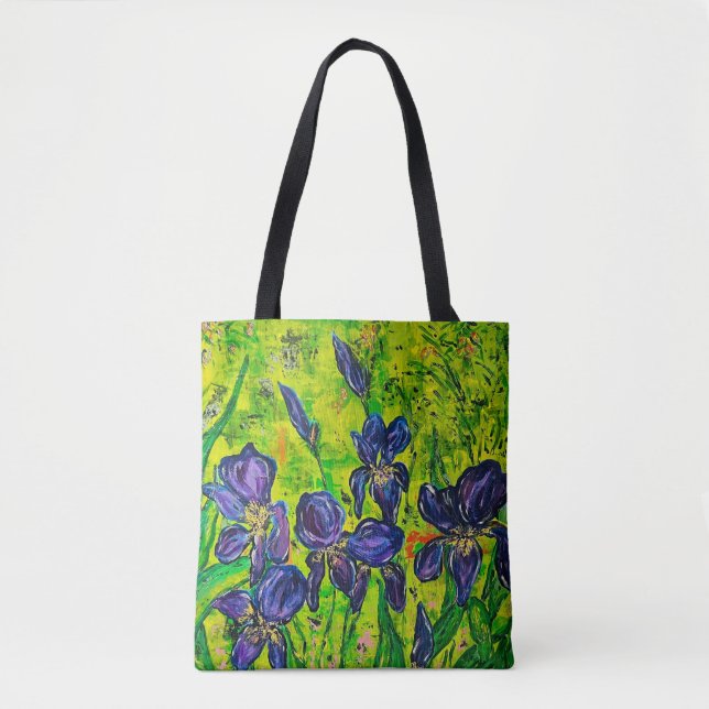 Purples & Greens Tote Bag Irises (Front)