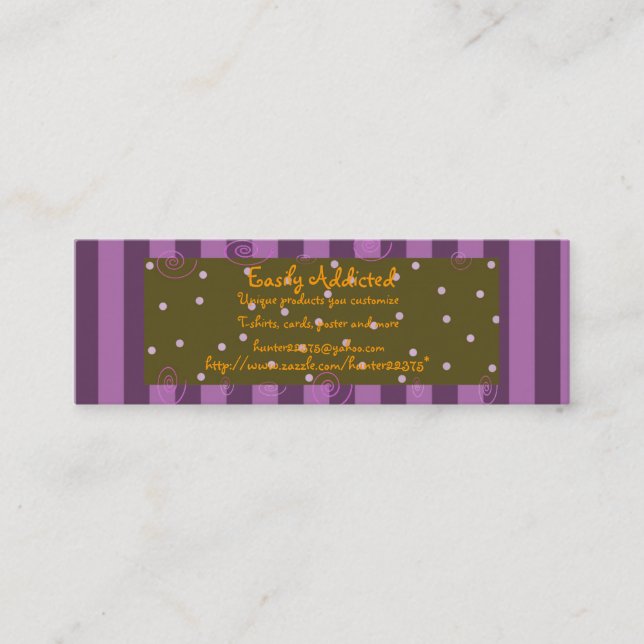 purplestripe skinny mini business card (Front)