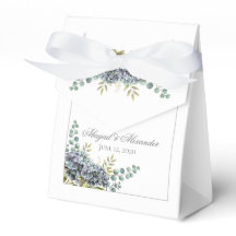 Purplish Hydrangeas Eucalyptus Favour Box