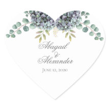 Purplish Hydrangeas Eucalyptus Heart Sticker