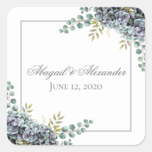 Purplish Hydrangeas Eucalyptus Square Square Sticker
