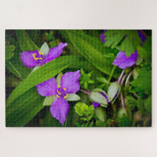 Purplish Pink Spiderwort Spring Burst Jigsaw Puzzle
