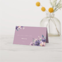 Purply, pink flowers on Folded Place Card